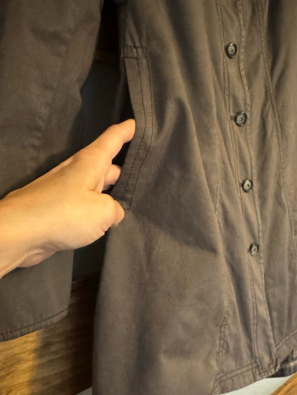 Vintage FREE PEOPLE Regimental Military Trench Jacket 4 17.5” p2p Espresso EUC - Picture 5 of 11